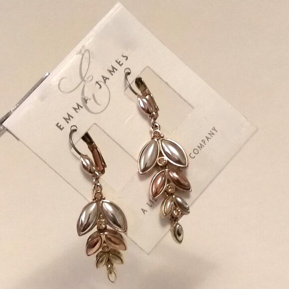 NEW Two Tone Gold Plated Drop Dangle Crystal Earrings Women Jewelry Gifts - Picture 1 of 6